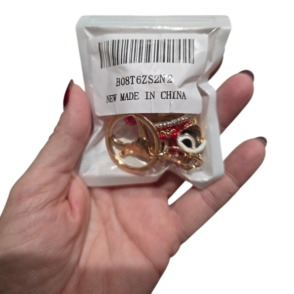 Chinese Red Dragon Goldtone Key Chain Bag Charm - Picture 6 of 6